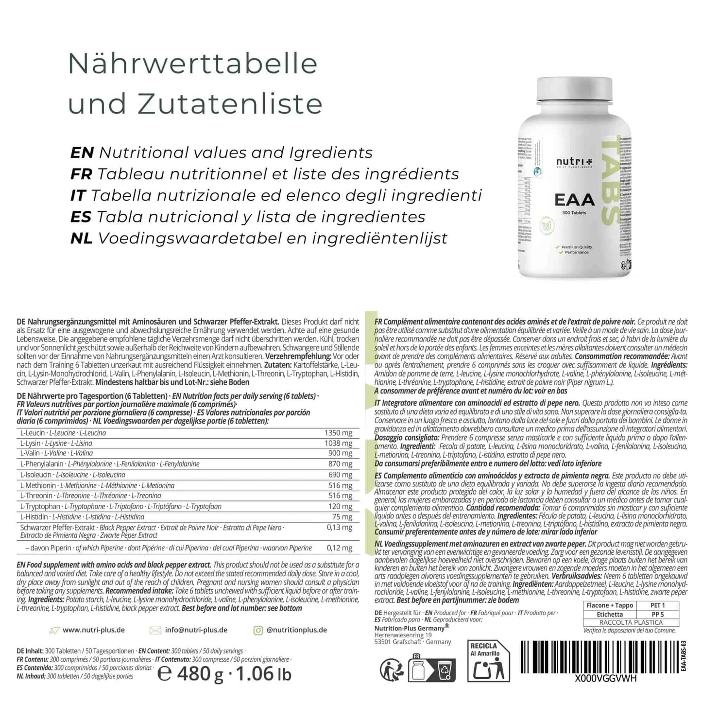 Nutri+ EAA kapselit 300 kapselia
