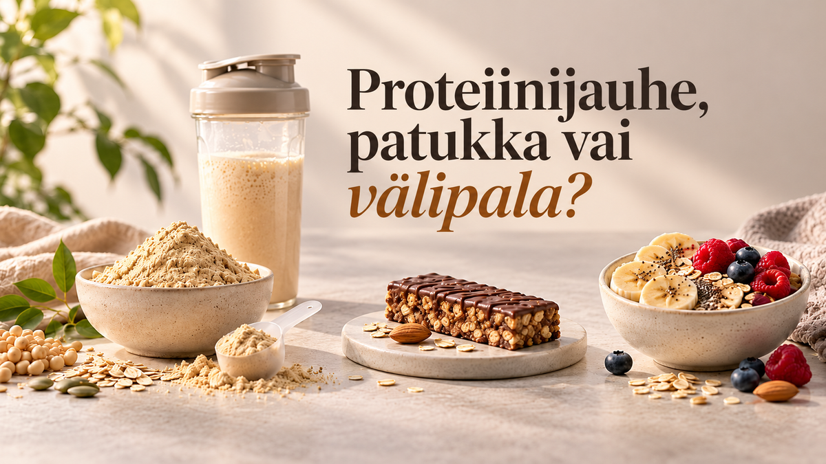 Proteiinijauhe, proteiinipatukka vai proteiinivälipala
