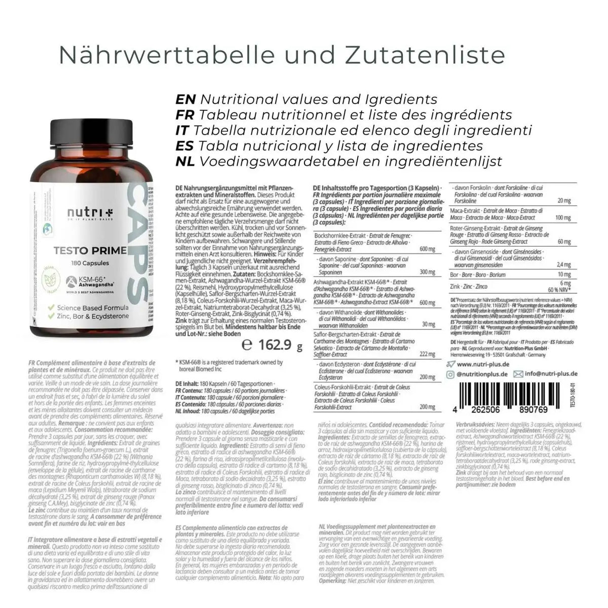 Nutri+ Testo Prime kapselit
