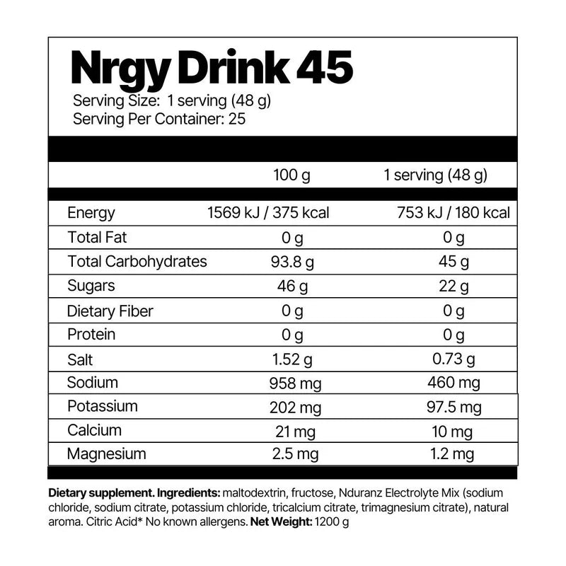 Nduranz Nrgy drink 45 1200g - FuturePeaks