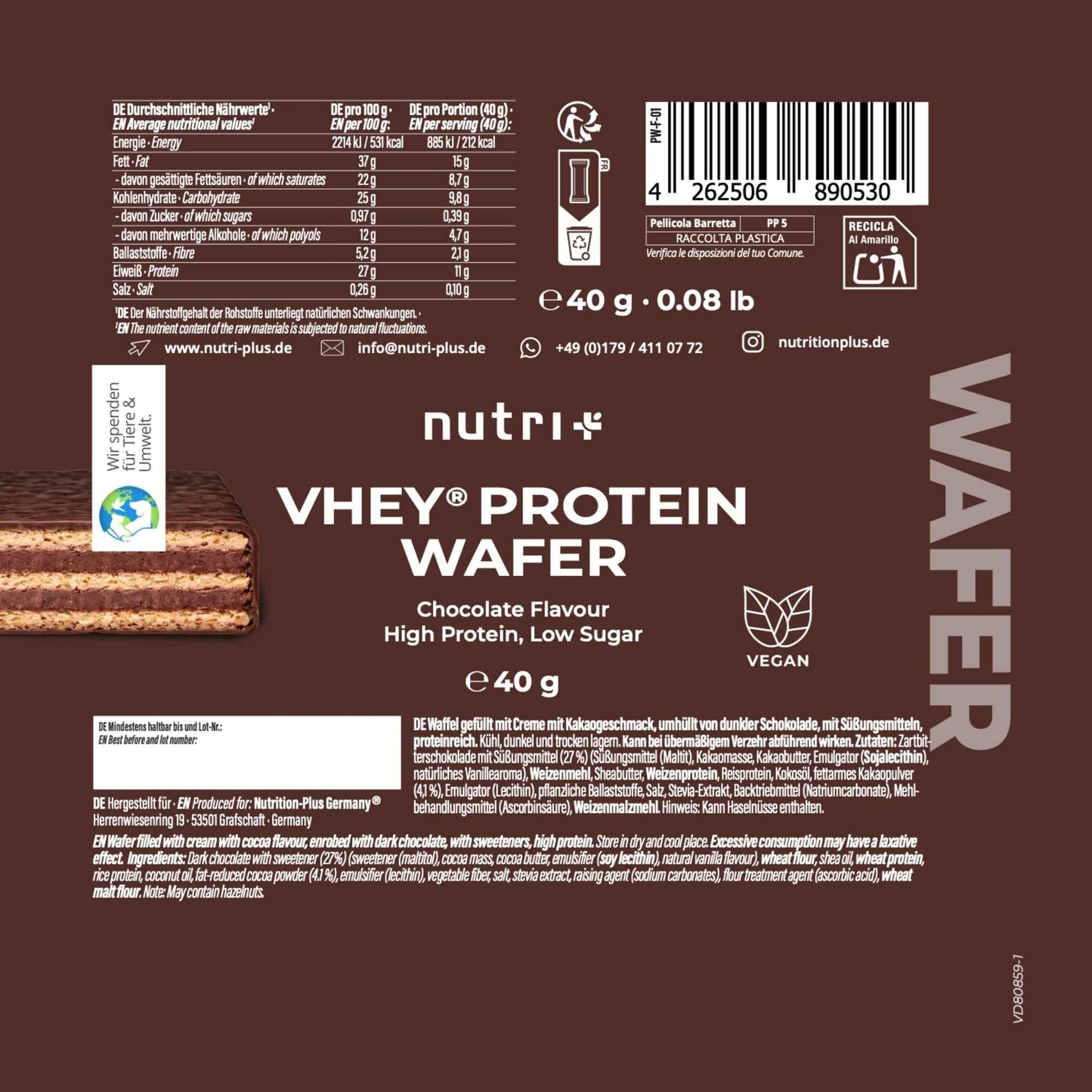 Nutri+ VHEY® Proteiini vohveli - FuturePeaks