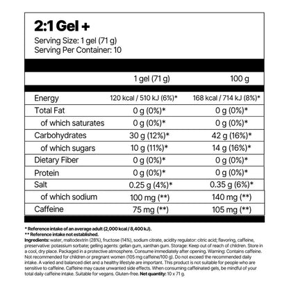4Endurance 2:1 Gel+ – 75 mg kofeiinia, 10 kpl