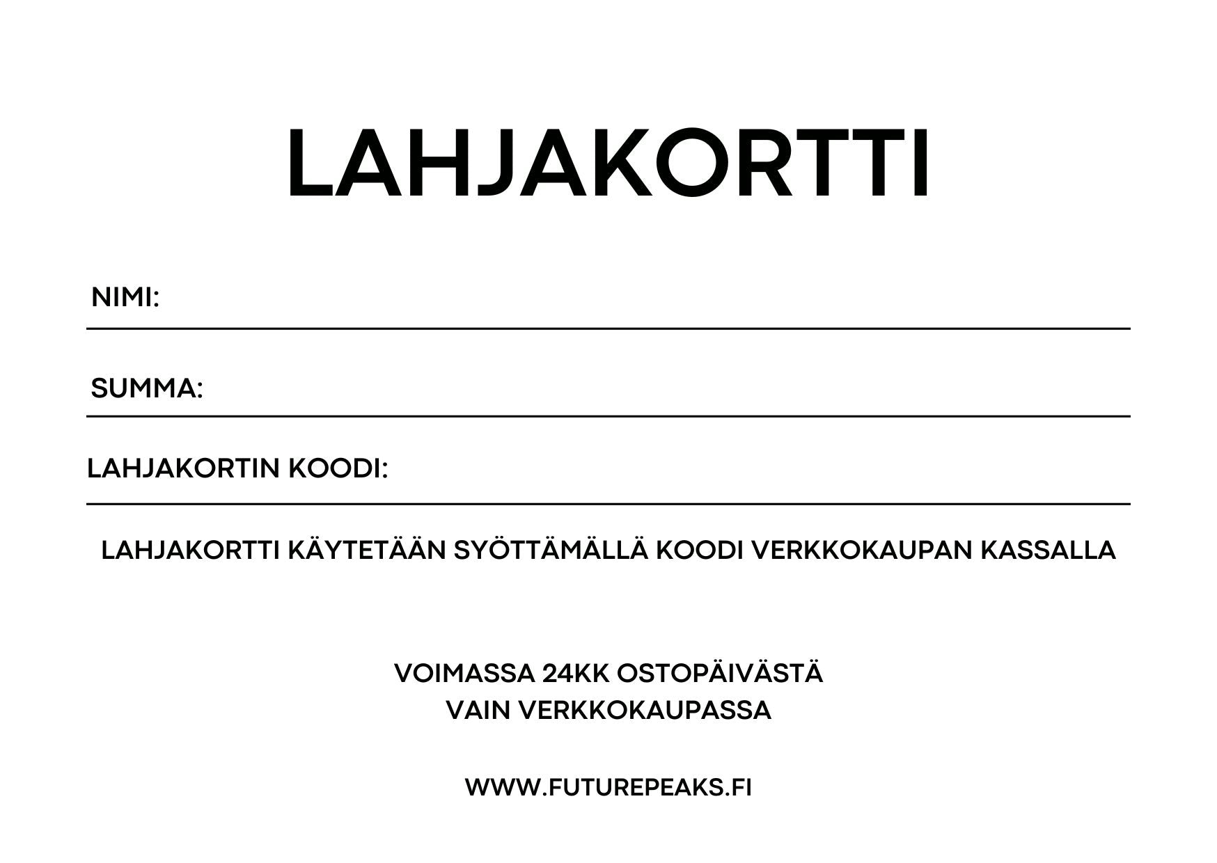 Lahjakortti - FuturePeaks