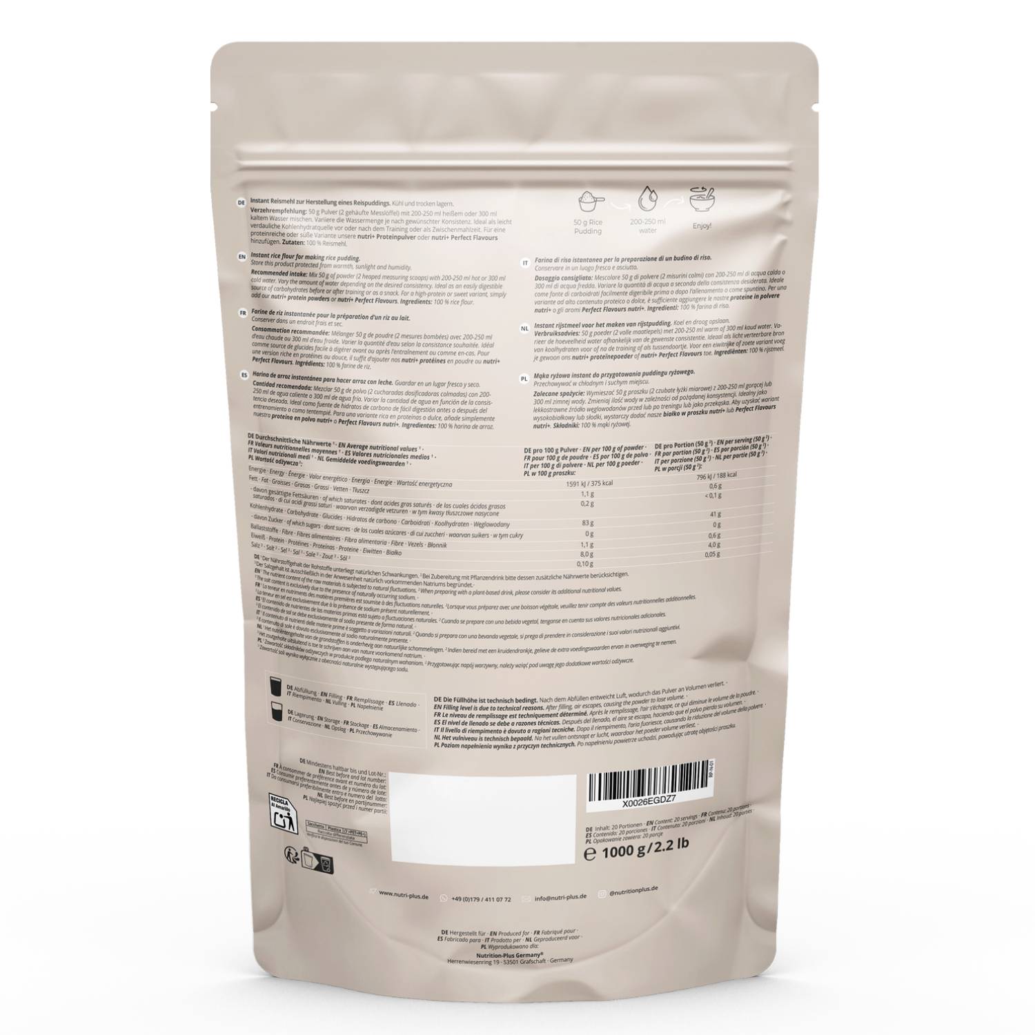 Nutri+ Riisivanukas 1000g - FuturePeaks