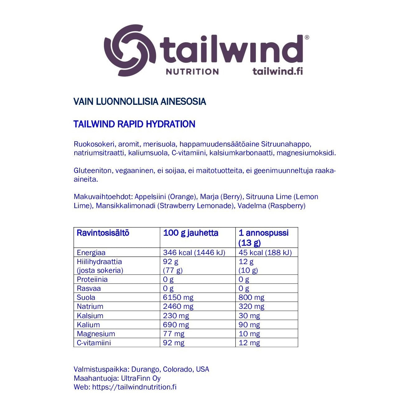 Tailwind Nutrition Rapid hydration nesteytysjuoma - FuturePeaks