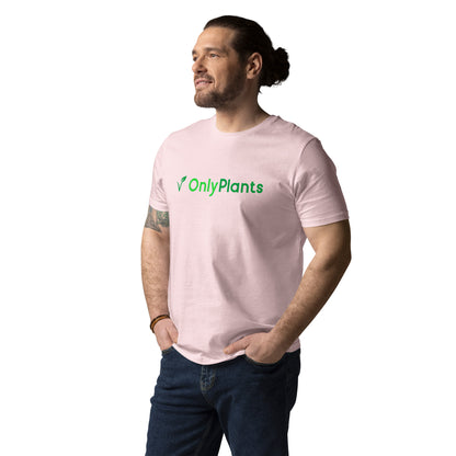 OnlyPlants unisex t-paita vihreällä logolla