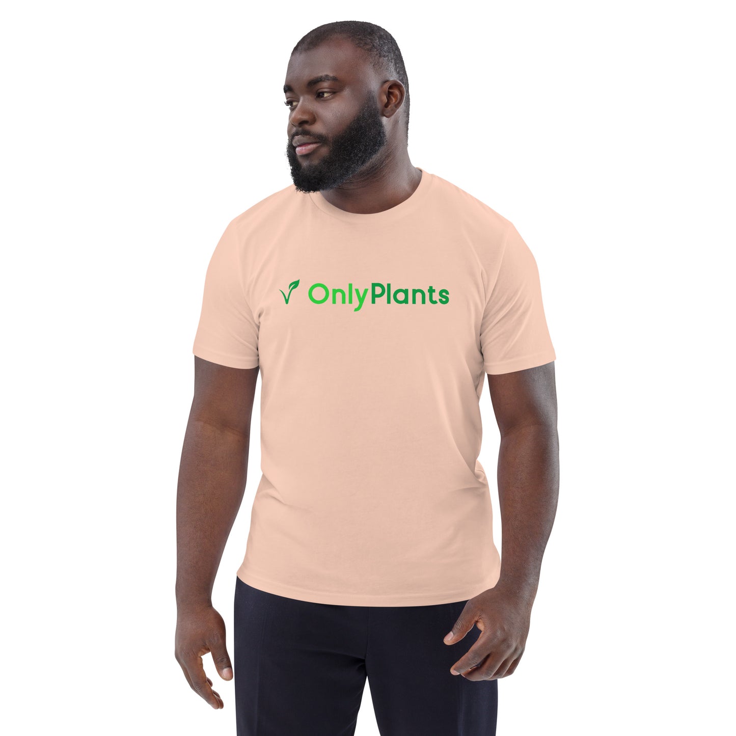 OnlyPlants unisex t-paita vihreällä logolla