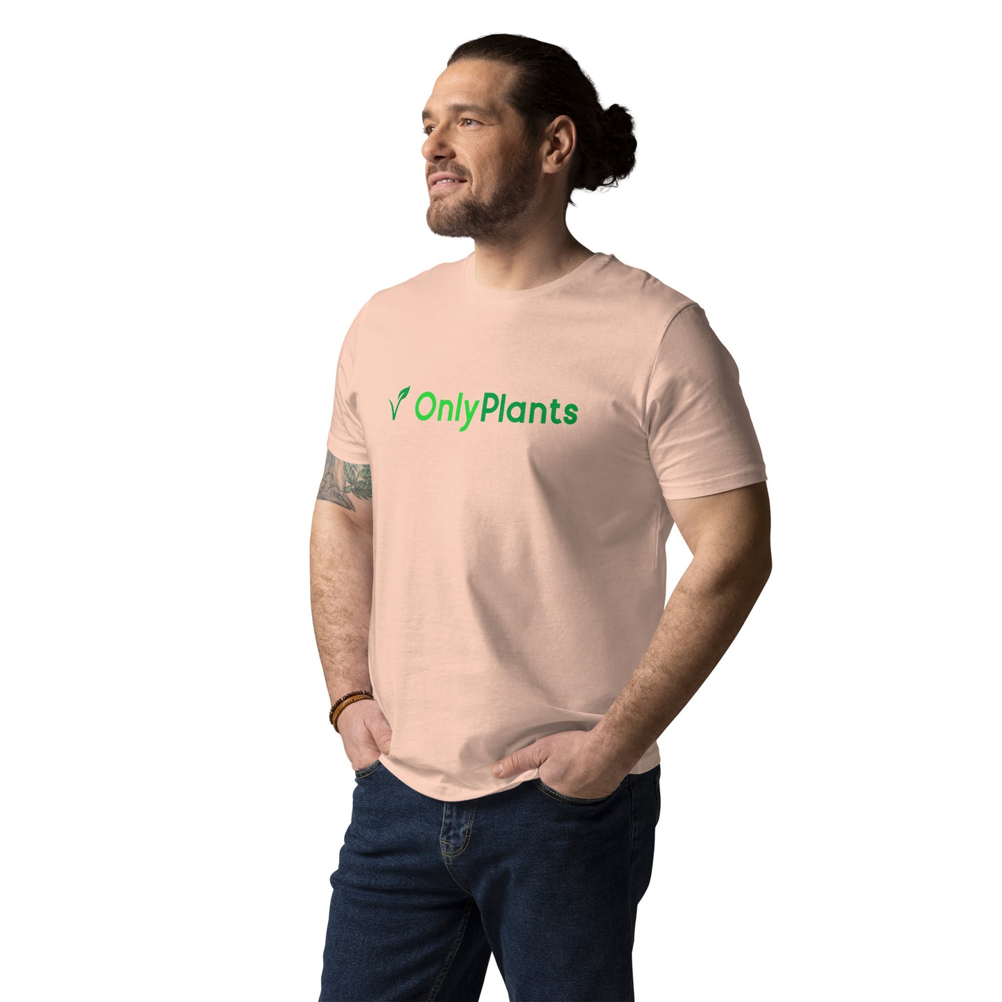 OnlyPlants unisex t-shirt med grön logotyp