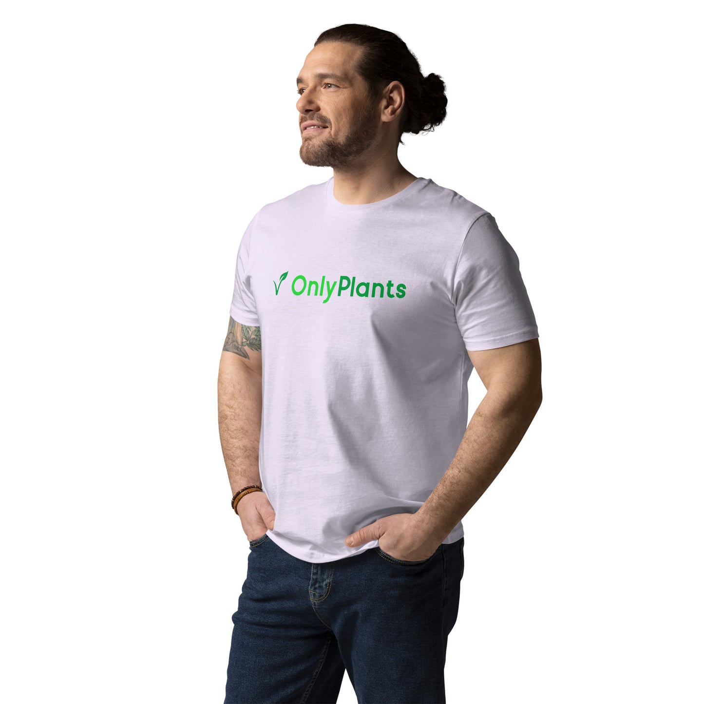 OnlyPlants unisex t-paita vihreällä logolla